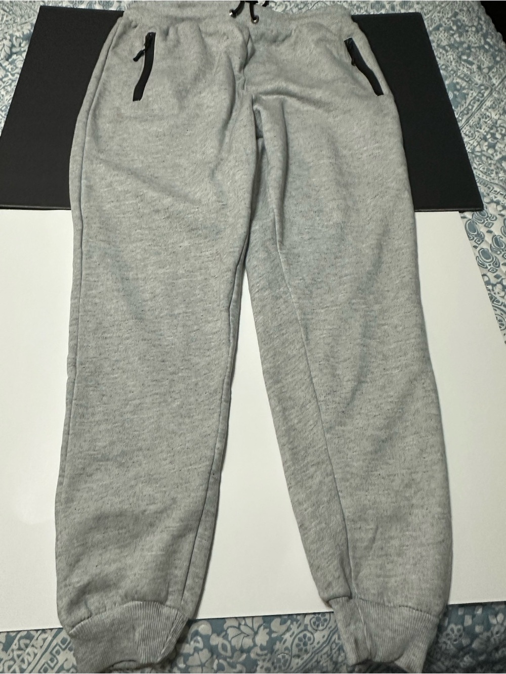 All in Sweats Light Gray Men's  Joggers with Black Zip Pockets